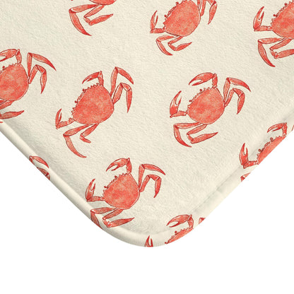 Funny Red Crab Bath Mat – Coastal Nautical Bathroom Rug