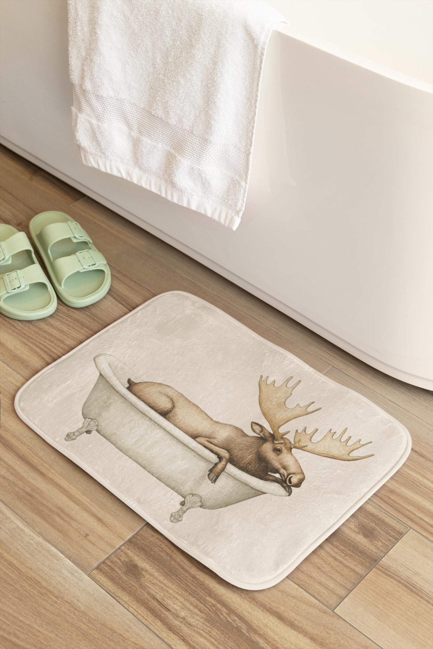 Moose Bath Mat – Rustic Cabin Bathroom Decor