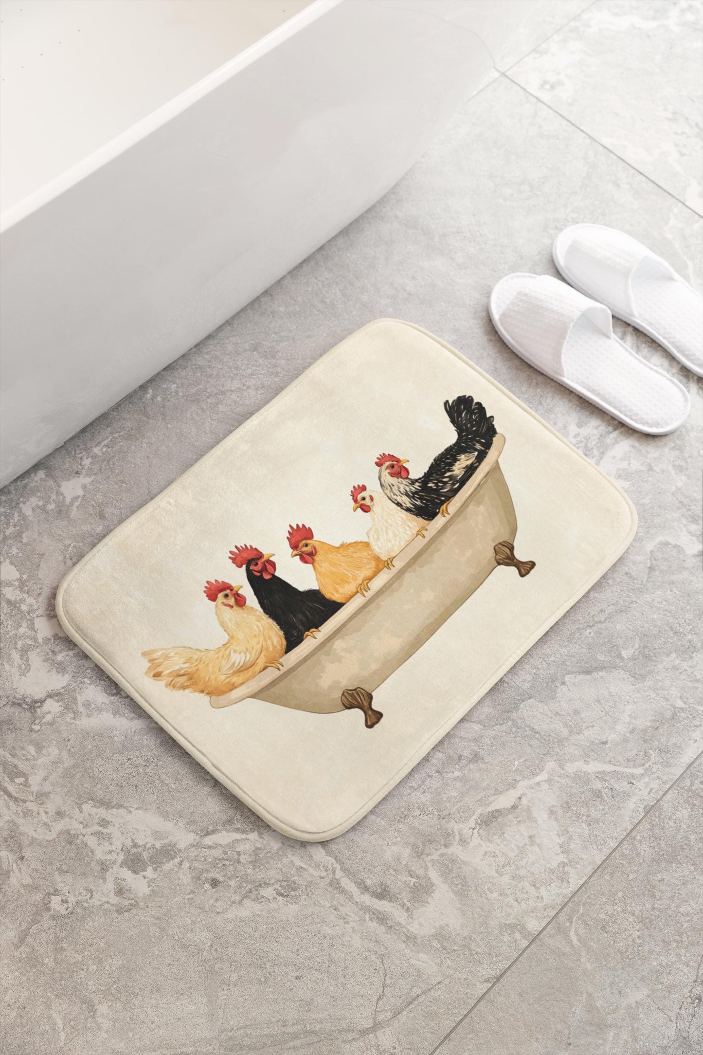 Chicken Bath Mat – Funny Farmhouse Bathroom Rug