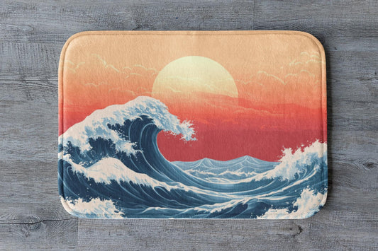 Japanese Wave Bath Mat – Ocean Inspired Bathroom Rug