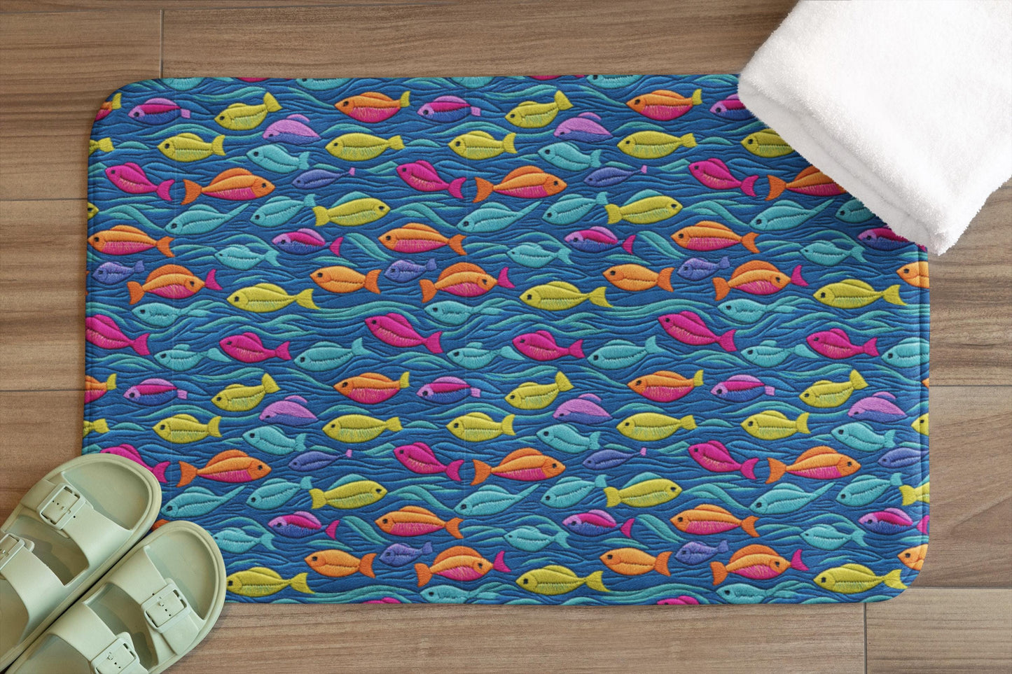 Colorful Fish Bath Mat – Ocean Theme Bathroom Decor