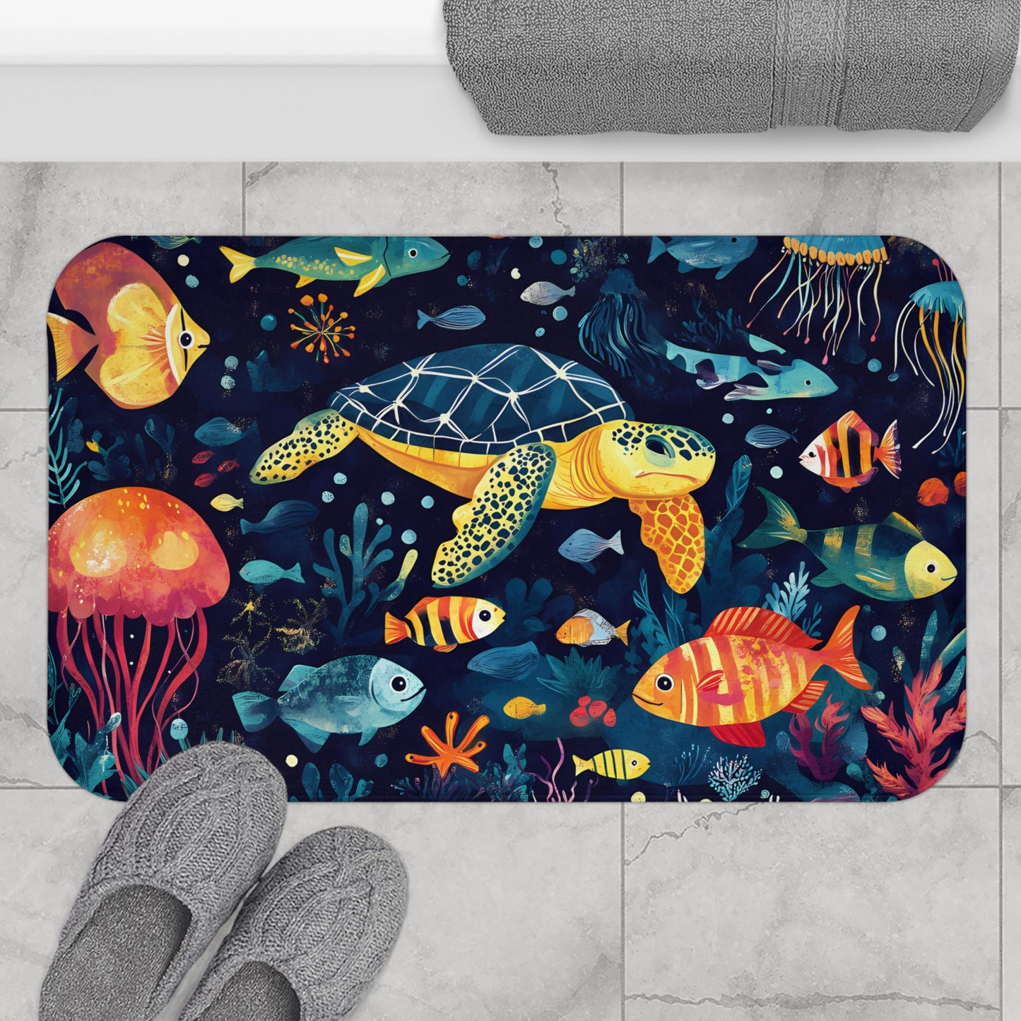Sea Turtle Bath Mat – Ocean Bathroom Rug