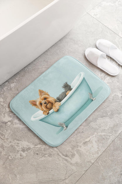 Yorkshire Terrier Bath Mat – Yorkie Bathroom Rug, Cute Dog Decor, Soft Non-Slip
