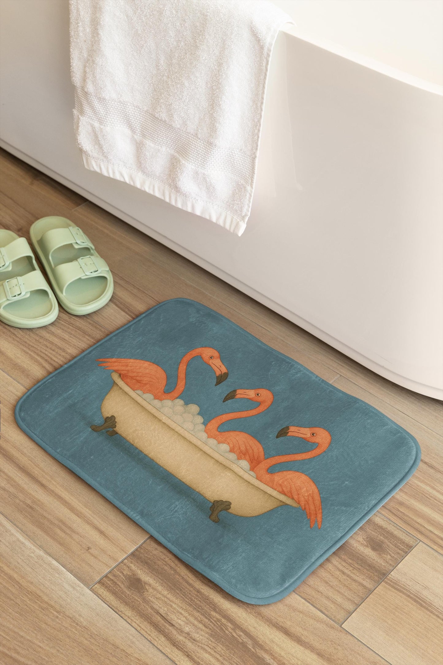 Flamingo Bath Mat – Funny Pink Bird Tropical Bathroom Rug