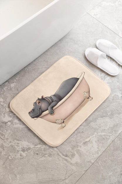 Hippo Bath Mat – Cute Animal Bathroom Rug