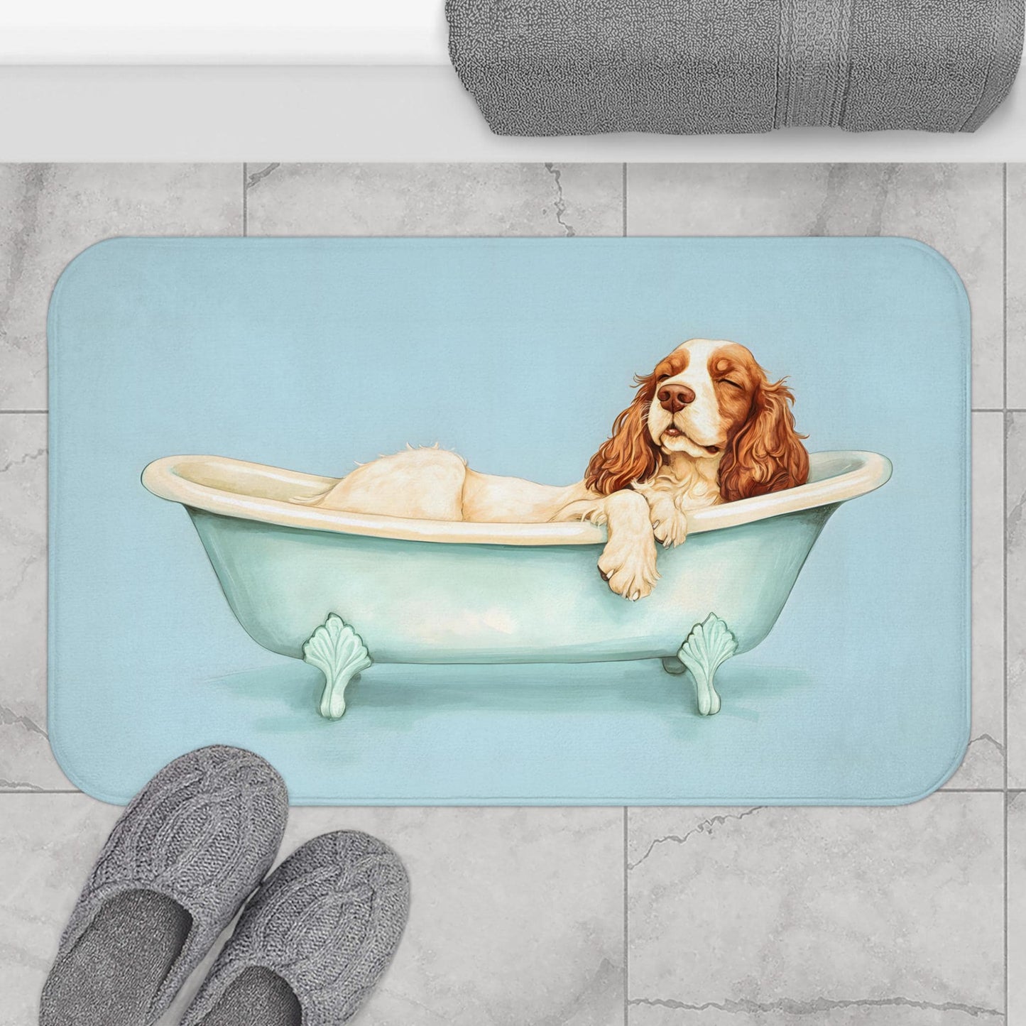 Cavalier King Charles Spaniel Bath Mat – Cute Dog Bathroom Rug