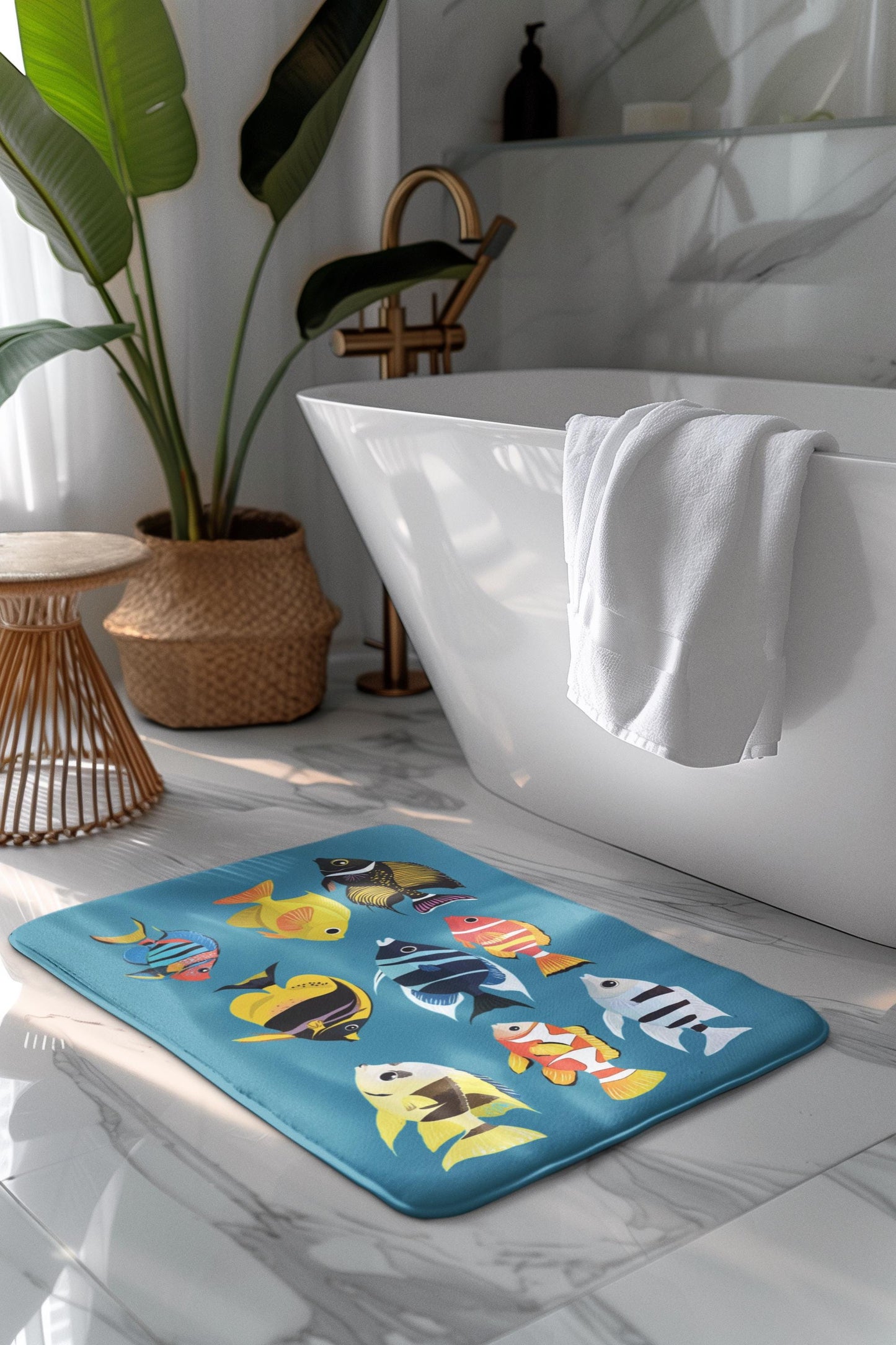 Tropical Fish Bath Mat – Colorful Ocean Rug