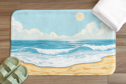 Beach Bath Mat – Coastal Ocean Wave Bathroom Rug