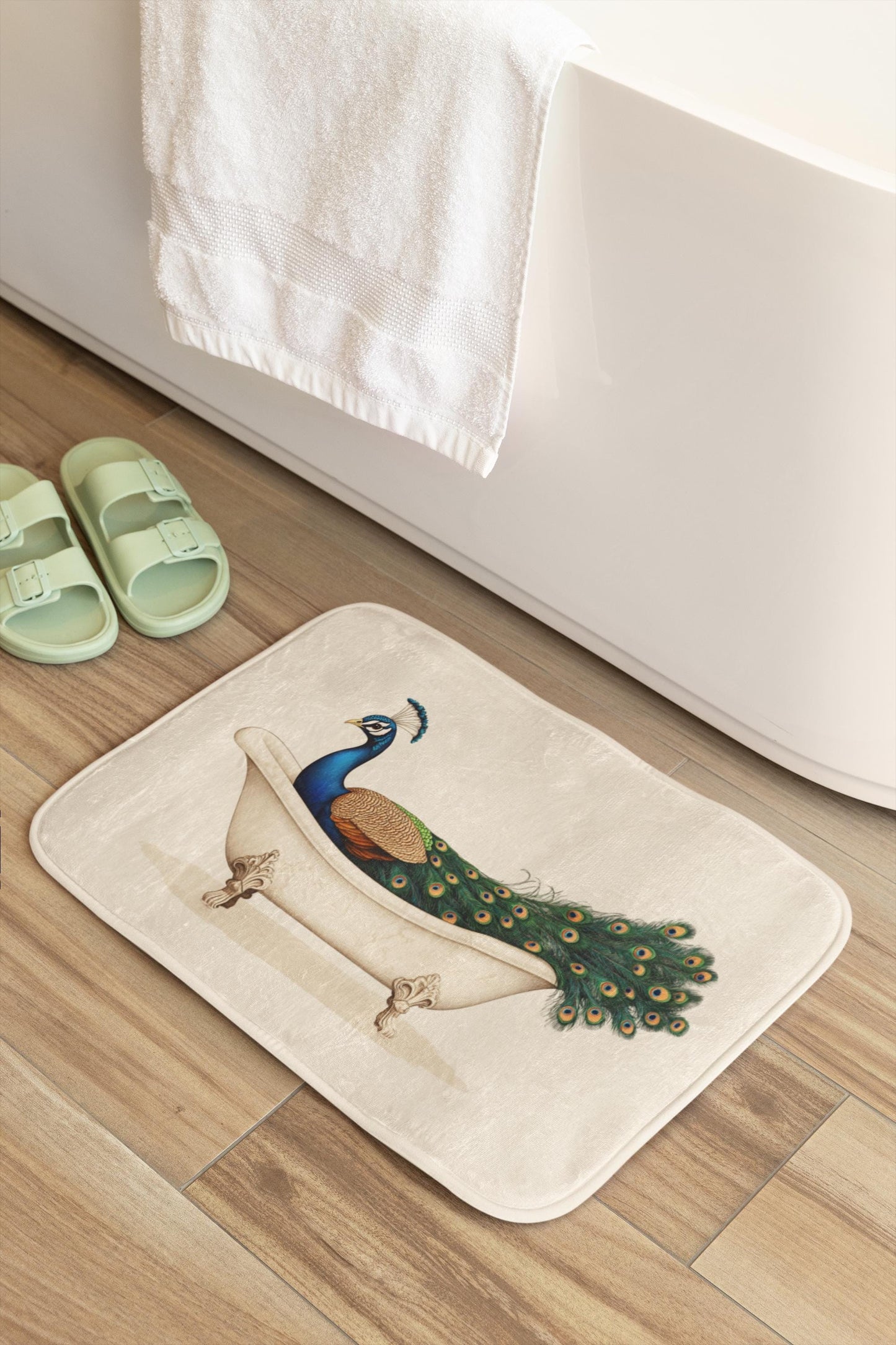 Peacock Bath Mat – Elegant Bird Bathroom Rug