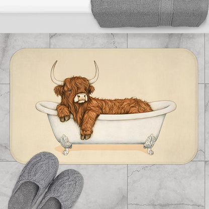 Highland Cow Bath Mat – Rustic Farmhouse Bathroom Rug