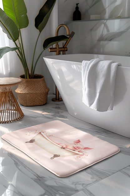 Pig Bath Mat – Cute Pink Farm Animal Bathroom Rug