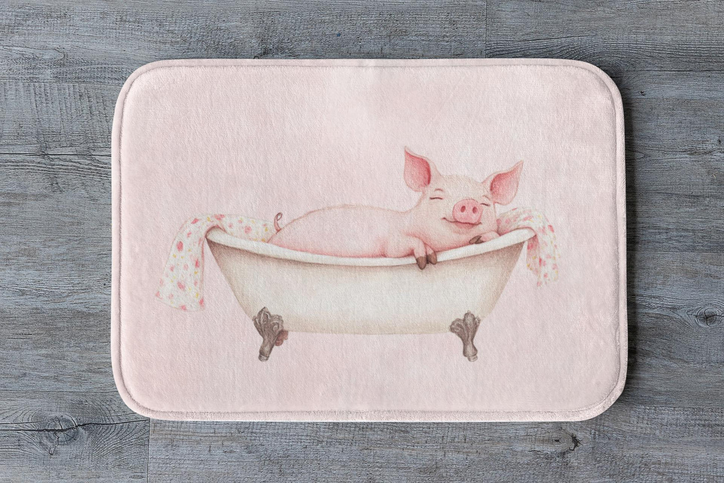 Pig Bath Mat – Cute Pink Farm Animal Bathroom Rug
