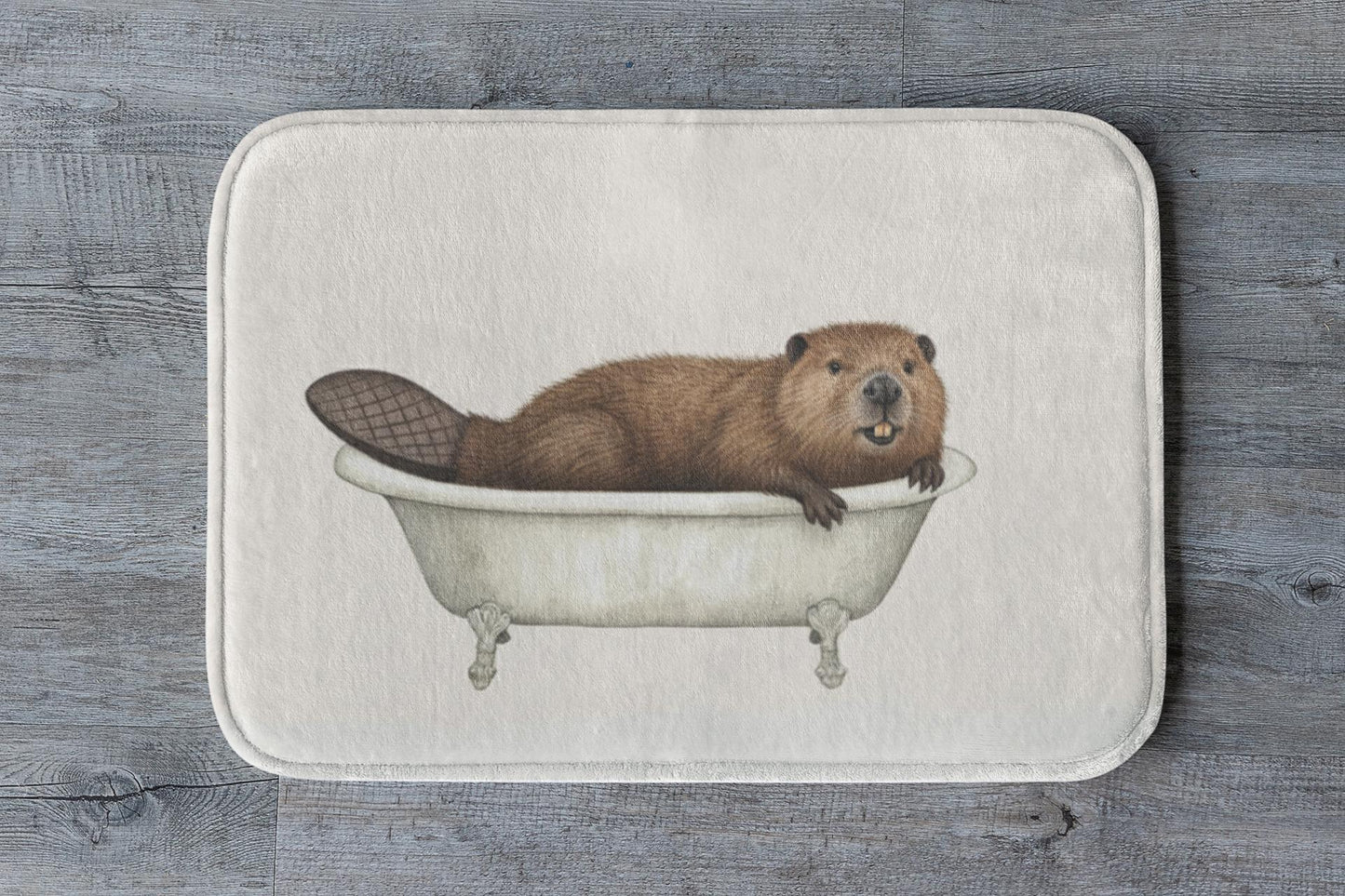 Beaver Bath Mat – Cozy Woodland Animal Bathroom Rug