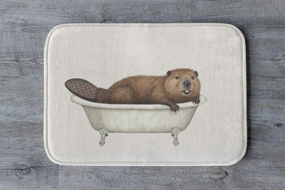Beaver Bath Mat – Cozy Woodland Animal Bathroom Rug