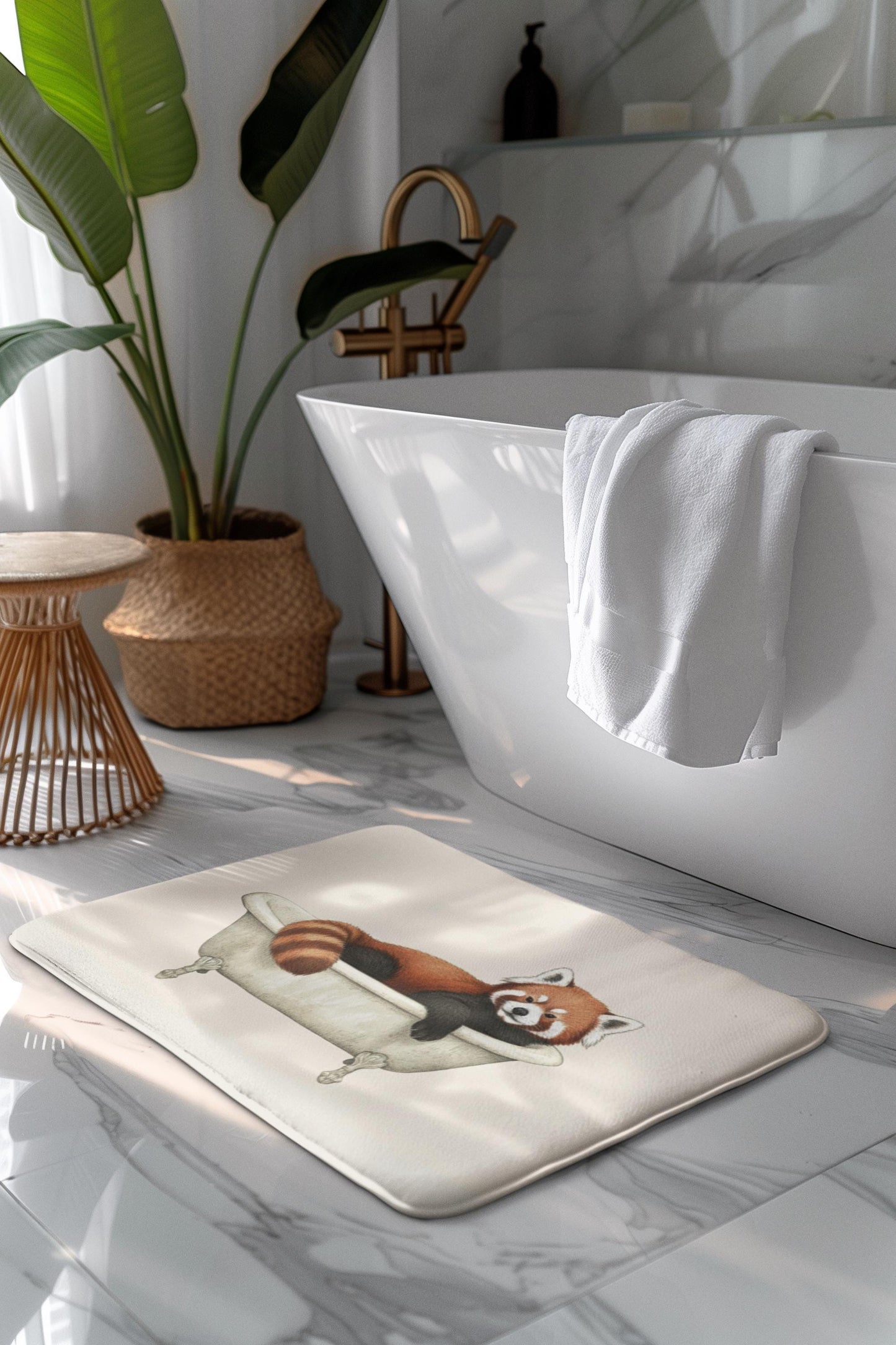 Red Panda Bath Mat – Cute Animal Bathroom Rug