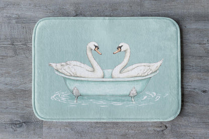 Swan Bath Mat – Romantic Bird Bathroom Rug