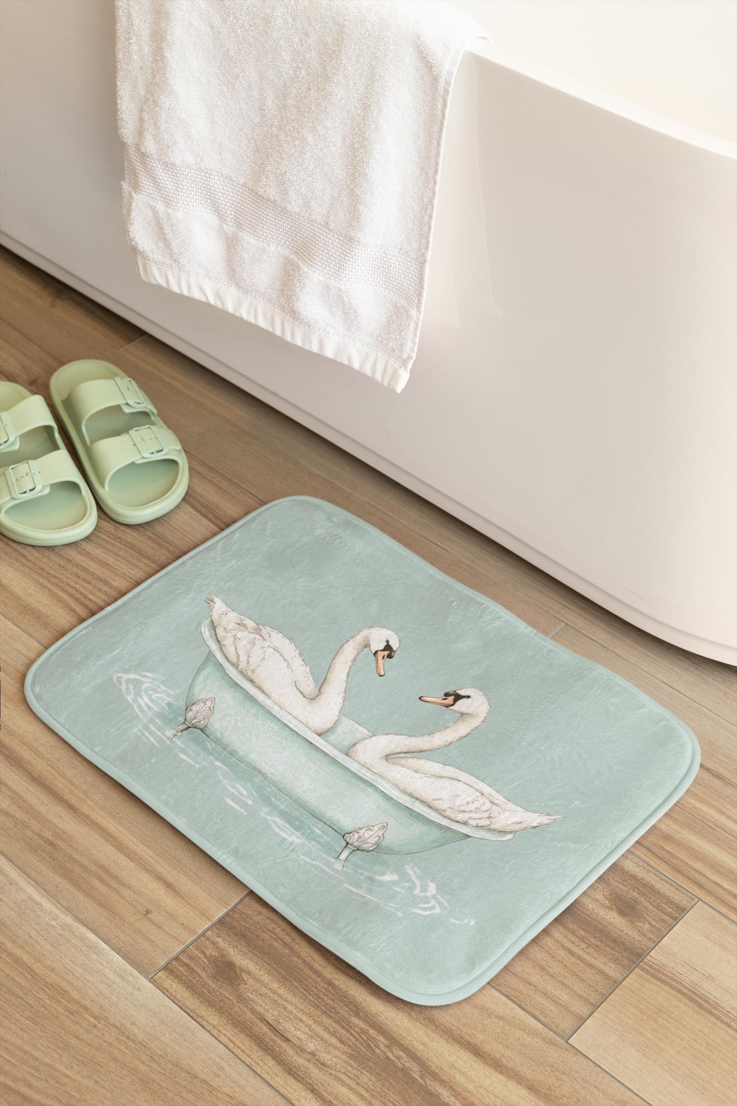 Swan Bath Mat – Romantic Bird Bathroom Rug