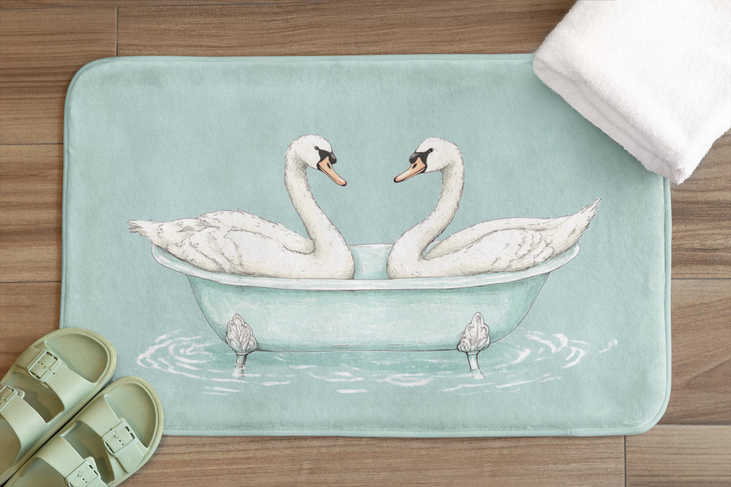 Swan Bath Mat – Romantic Bird Bathroom Rug