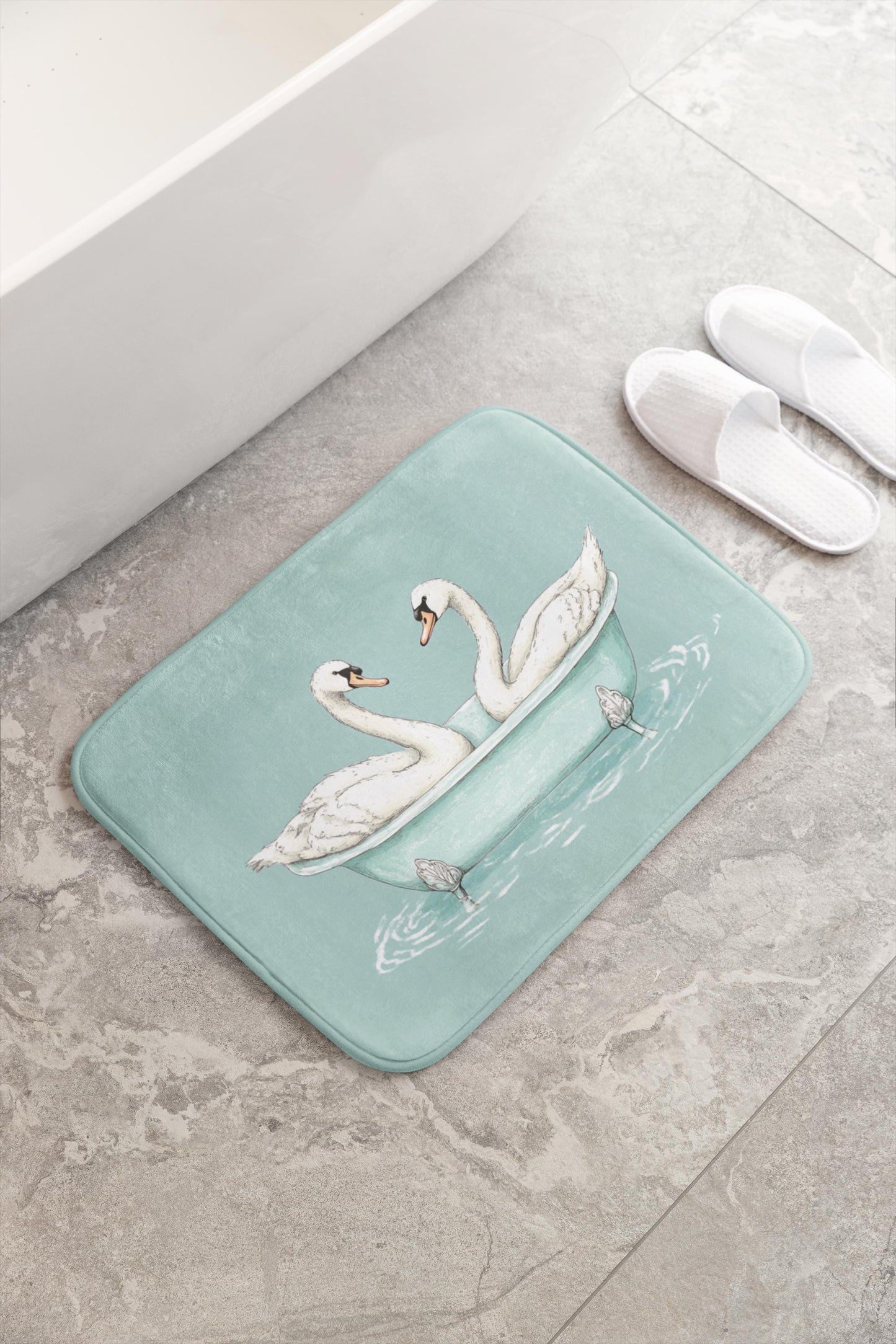 Swan Bath Mat – Romantic Bird Bathroom Rug