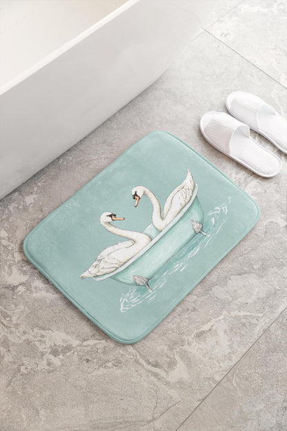 Swan Bath Mat – Romantic Bird Bathroom Rug