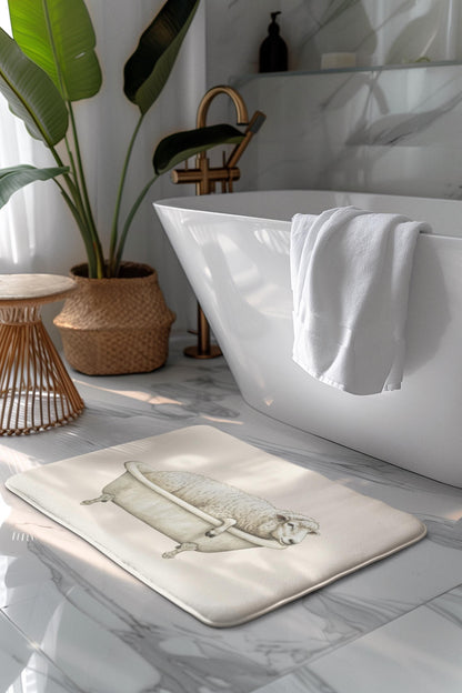 Sheep Bath Mat – Cozy Farm Animal Bathroom Rug