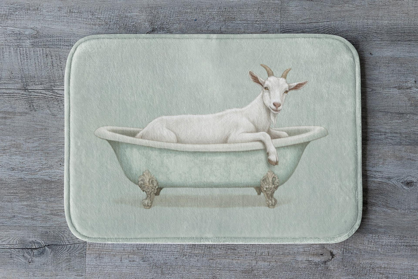 Goat Bath Mat – Whimsical Farmhouse Animal Bathroom Rug