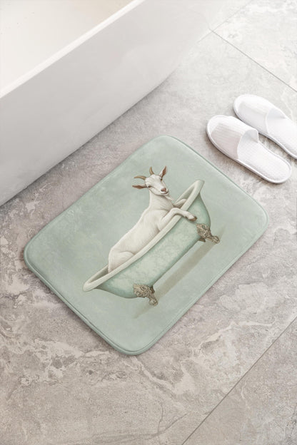 Goat Bath Mat – Whimsical Farmhouse Animal Bathroom Rug
