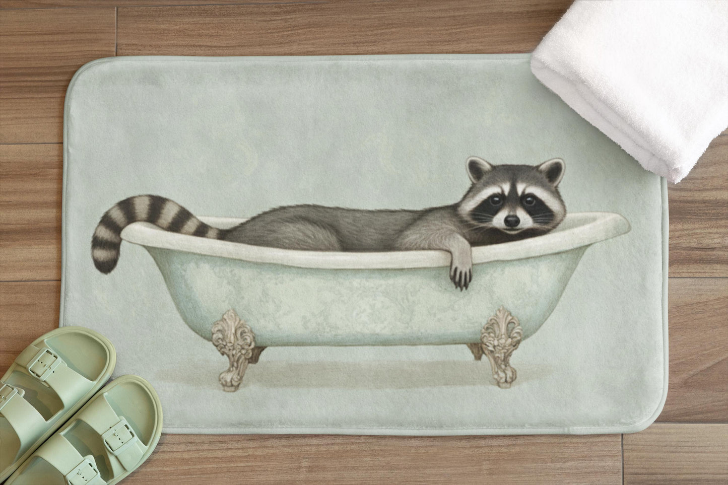 Raccoon Bath Mat – Funny Woodland Animal Bathroom Rug
