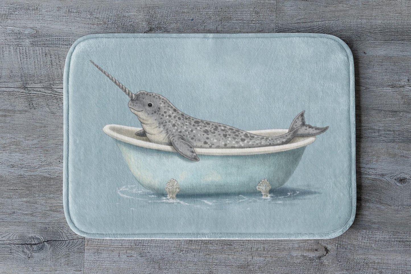 Narwhal Bath Mat – Whimsical Ocean Animal Bathroom Rug
