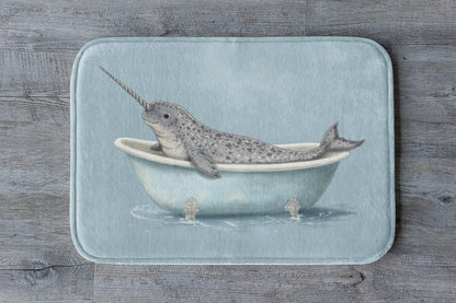 Narwhal Bath Mat – Whimsical Ocean Animal Bathroom Rug