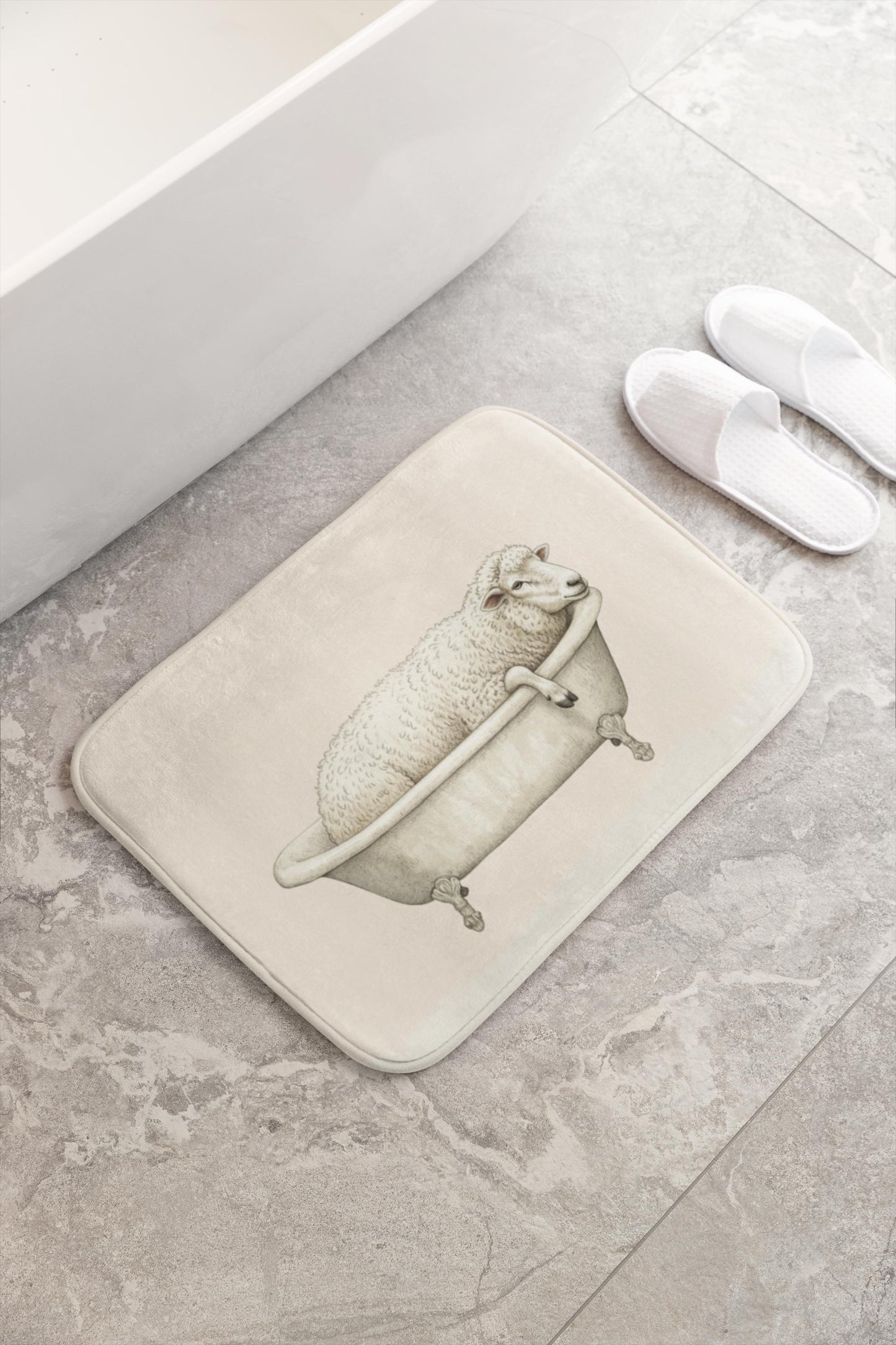 Sheep Bath Mat – Cozy Farm Animal Bathroom Rug