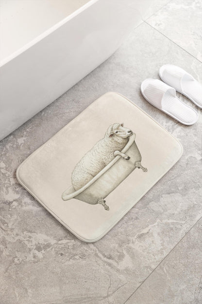 Sheep Bath Mat – Cozy Farm Animal Bathroom Rug