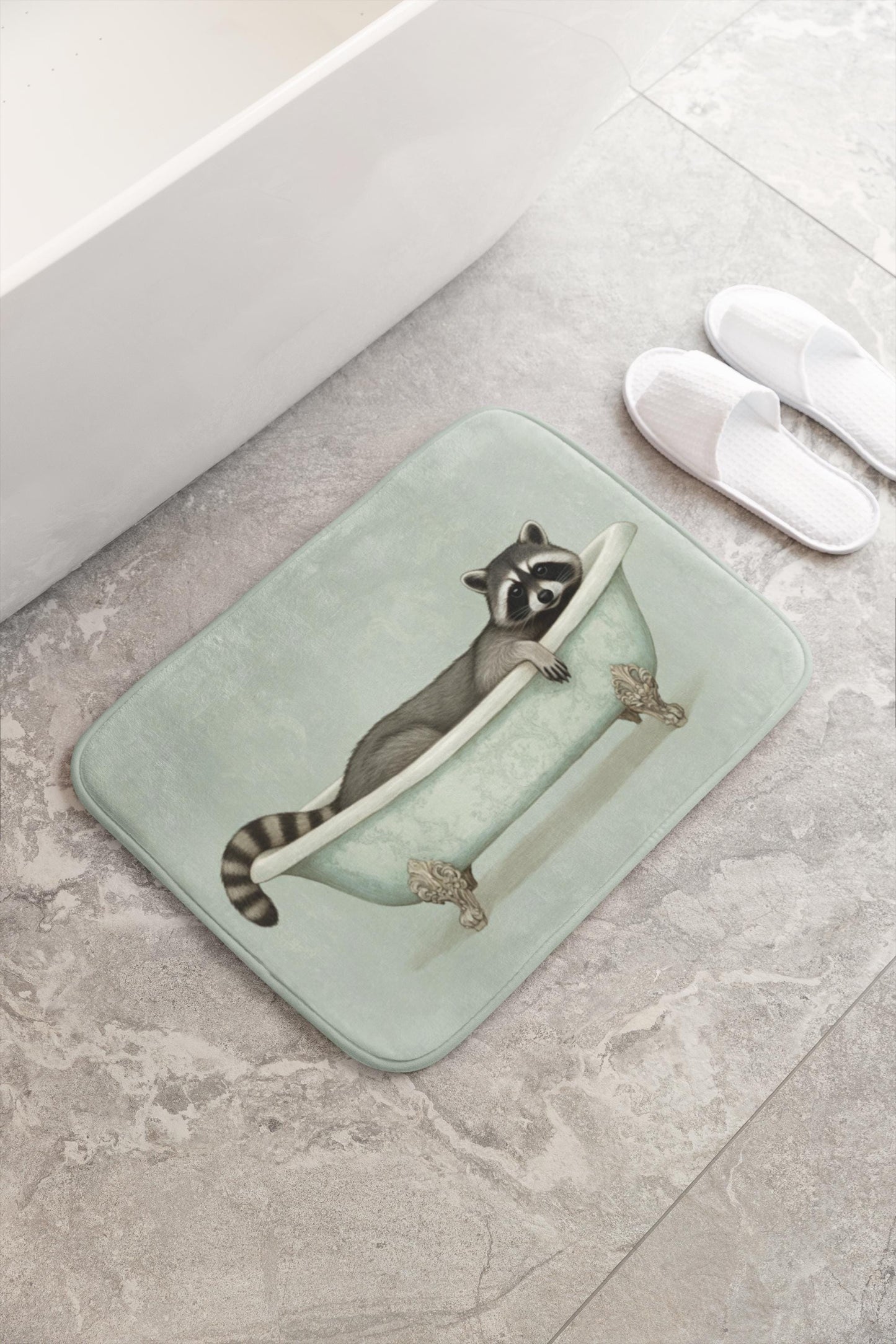 Raccoon Bath Mat – Funny Woodland Animal Bathroom Rug