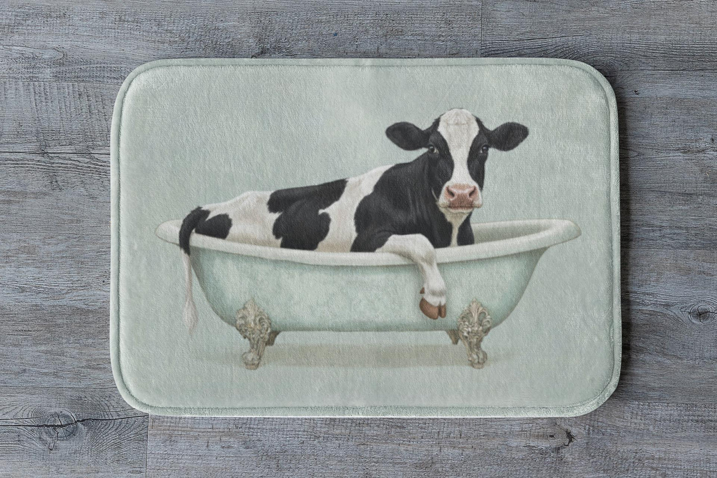 Cow Bath Mat – Black & White Farm Animal Bathroom Rug