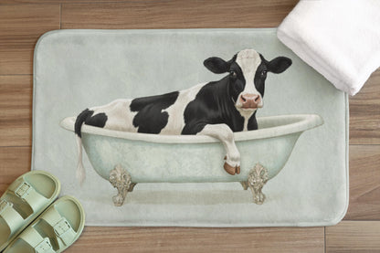 Cow Bath Mat – Black & White Farm Animal Bathroom Rug