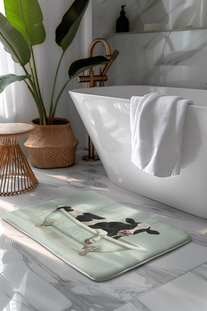 Cow Bath Mat – Black & White Farm Animal Bathroom Rug