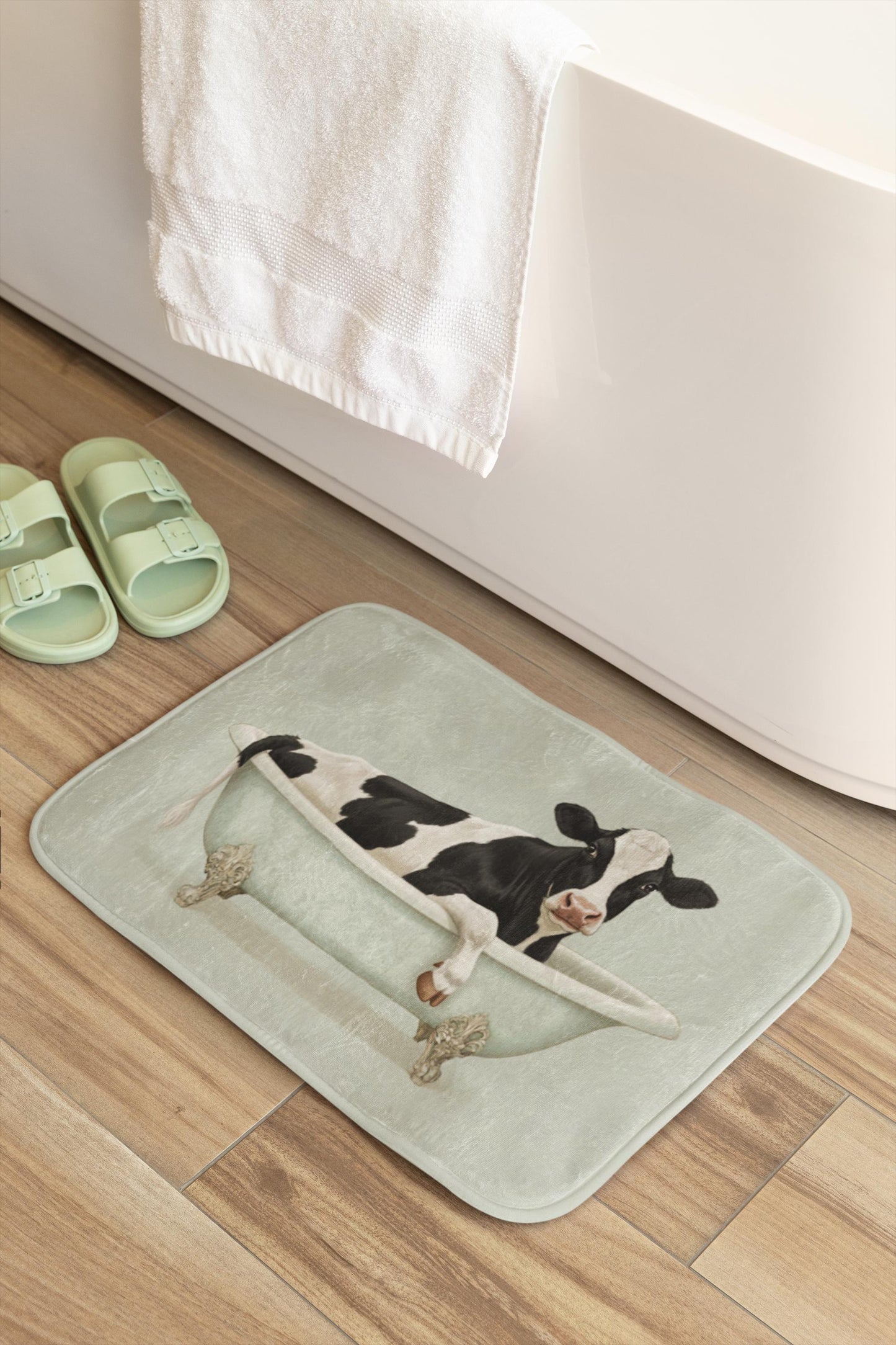 Cow Bath Mat – Black & White Farm Animal Bathroom Rug