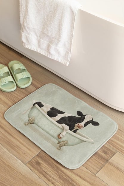 Cow Bath Mat – Black & White Farm Animal Bathroom Rug