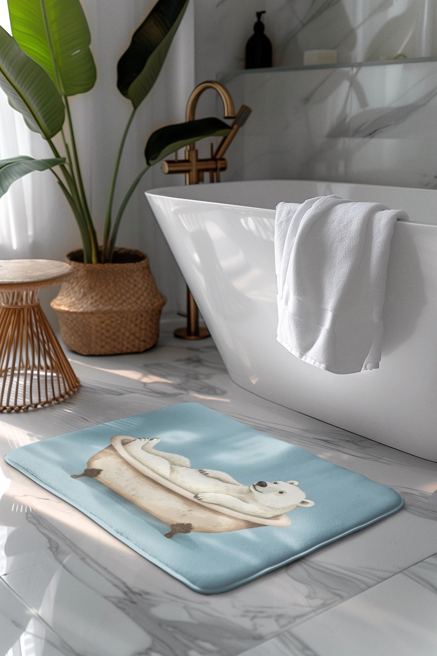 Polar Bear Bath Mat – Arctic Animal Bathroom Rug