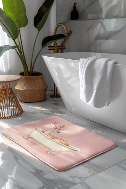 Deer Bath Mat – Pink Woodland Bathroom Rug