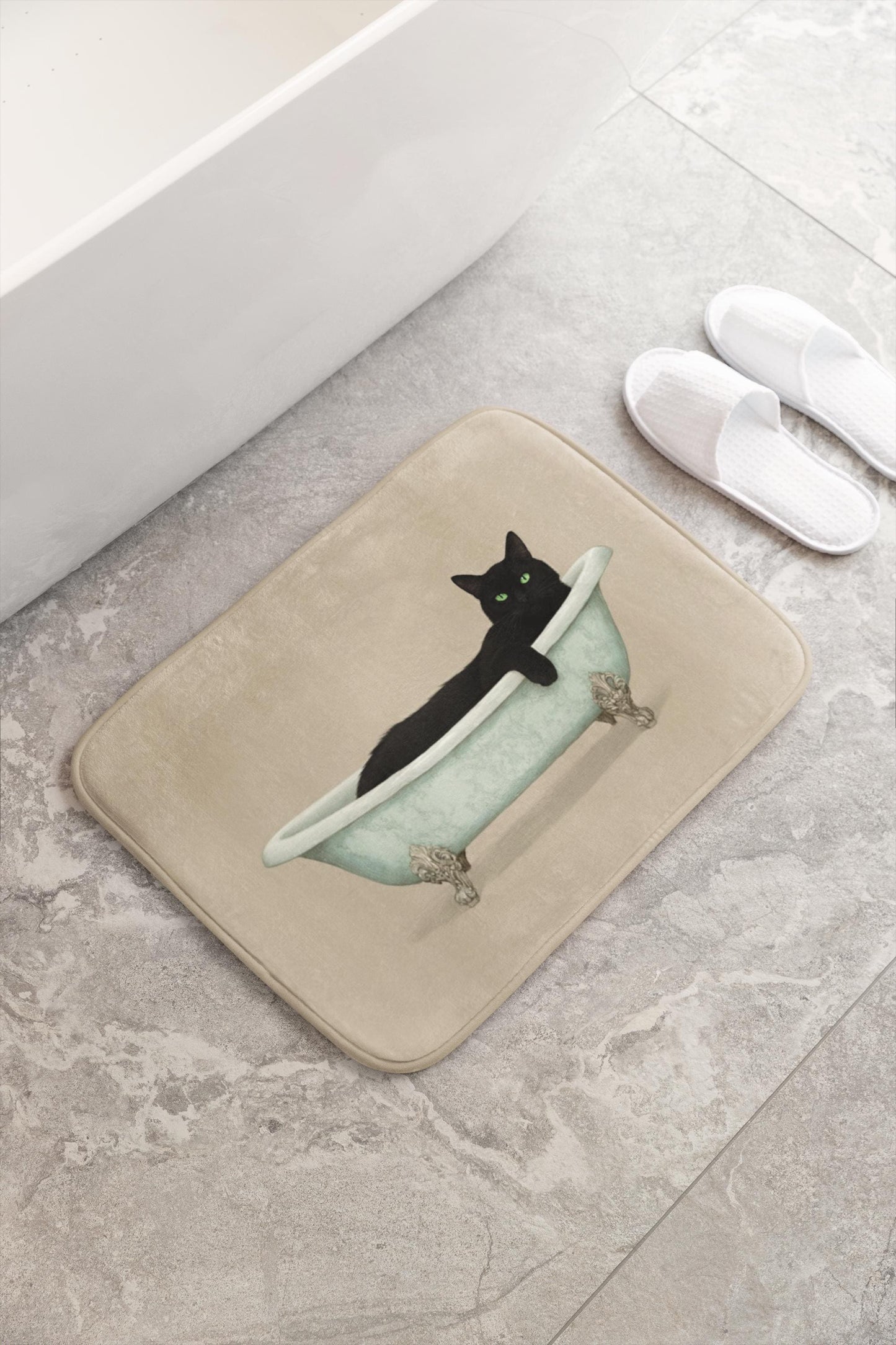 Black Cat Bath Mat – Gothic Witchy Bathroom Rug