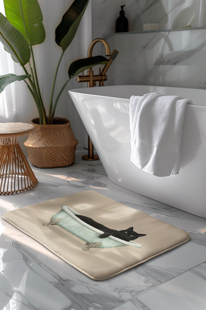 Black Cat Bath Mat – Gothic Witchy Bathroom Rug