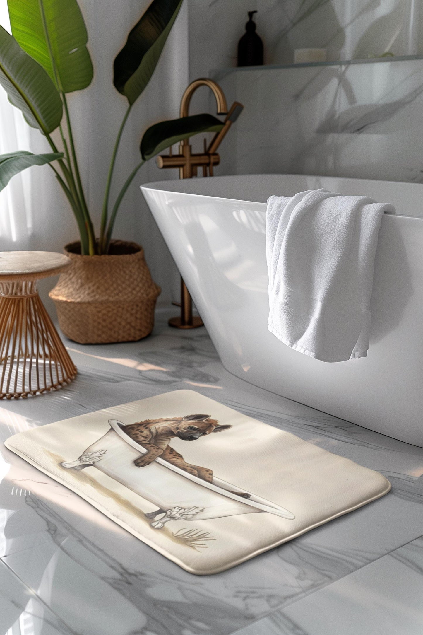 Hyena Bath Mat – Quirky Safari Animal Bathroom Rug