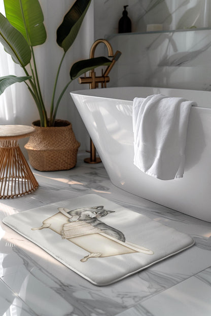 Wolf Bath Mat – Rustic Woodland Animal Bathroom Rug