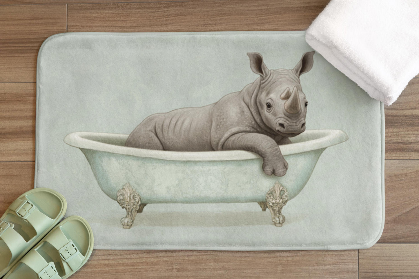 Rhino Bath Mat – Bold Safari Animal Bathroom Rug