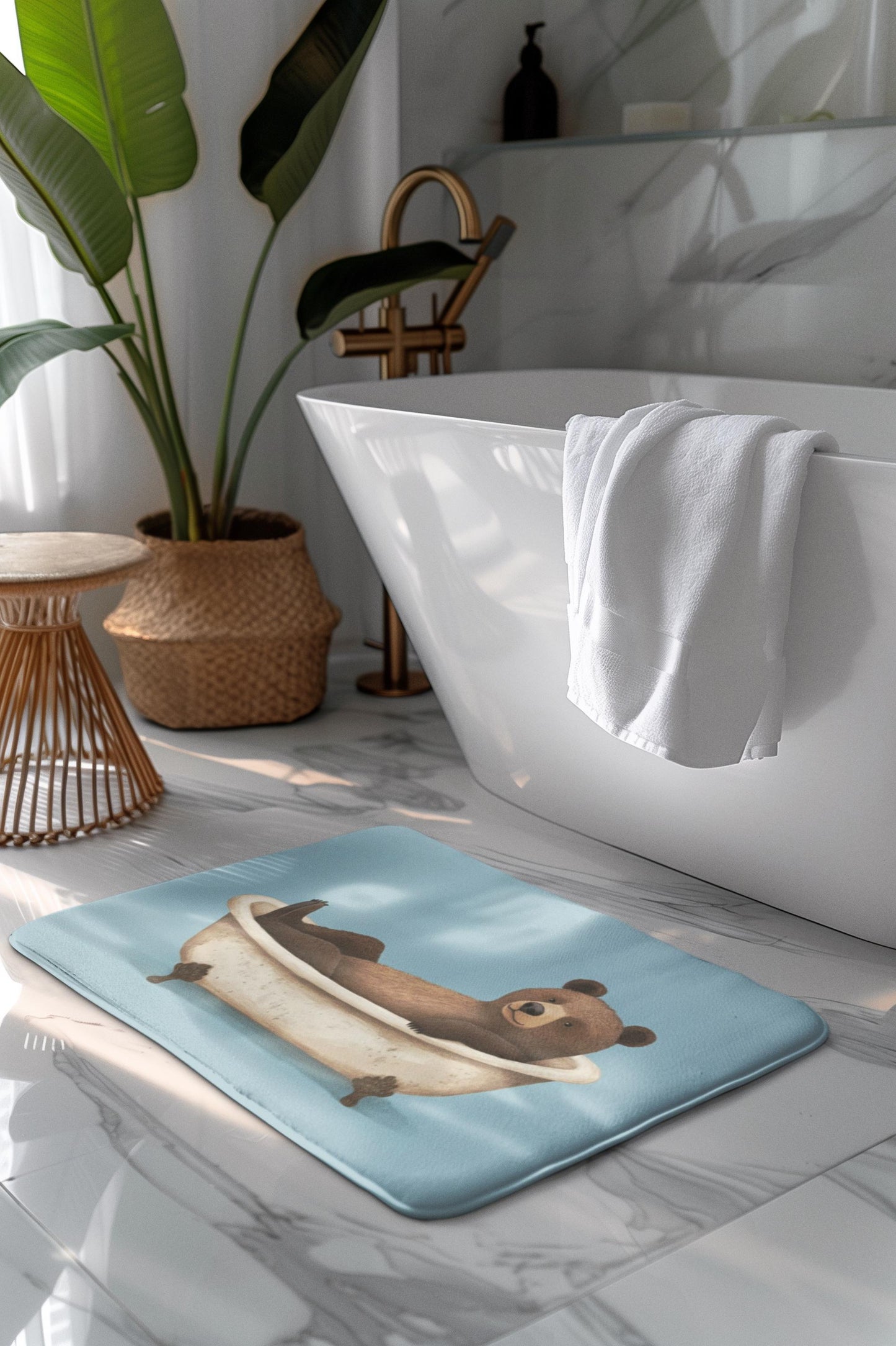 Brown Bear Bath Mat – Rustic Woodland Bathroom Rug