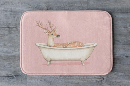 Deer Bath Mat – Pink Woodland Bathroom Rug